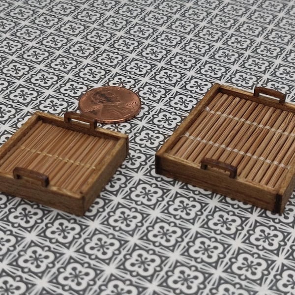 Miniature Dollhouse Bamboo Trays