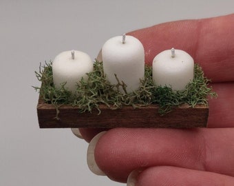 Miniature Dollhouse Candle Centerpiece Tray