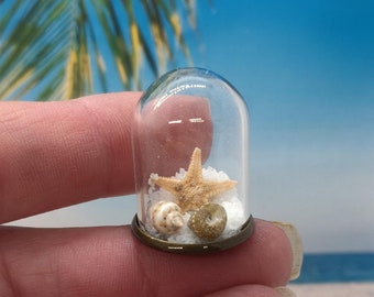 Miniature Dollhouse Coastal/Beach Glass Cloche/Dome Decor