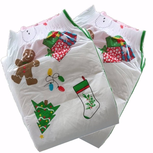 Adult Printed Christmas Diapers Oodzoo Boodzoo Large 36"-48" ABDL Sample Pack-2