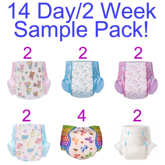 Adult Printed Diapers 14 Day 2 Week Sample Pack 14pk Large Etsy