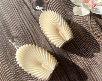 Set of 2 Handmade Soy Wax Leaf Candle - Shell Candle - Home Decor - Decorative Candle - Gift Idea