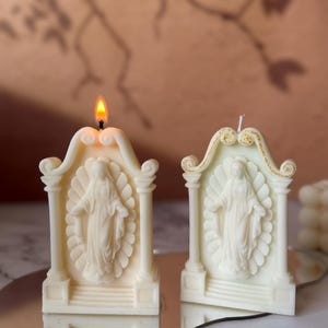 Mother Mary Candle – Handmade Soy Wax Religious Decor – Catholic Prayer Candle – Baptism Gift – Free Shipping