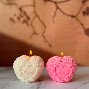 Handmade Soy Wax Heart Candle - Valentine&#39;s Day Gift - Decorative Candle - Home Decor - Personalized Gift