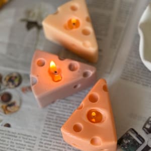 Cheese Slice Candle Set of 2 – Handmade Soy Wax Food Candles – Funny Gift for Cheese Lovers - Free Shipping