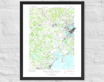 1941 Greater Portland Maine Map | Vintage Topographical Wall Art