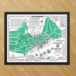 1932 Portland, Maine Map Print - Antique Historic Vintage Poster - Great gift for Housewarming