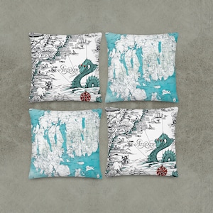 Maine Map Throw Pillows - Maine Coast & Mount Desert Island - Vintage Restored Antique Maps