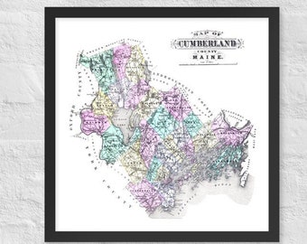 Vintage 1894 Cumberland County Maine Map Print | Portland Wall Art