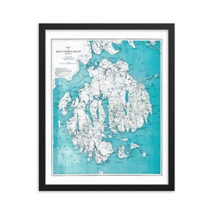 1893 Mount Desert Island, Mapa de Maine - Bar Harbor Acadia - Cartel vintage histórico antiguo - Gran regalo para el aniversario de cumpleaños de inauguración de la casa