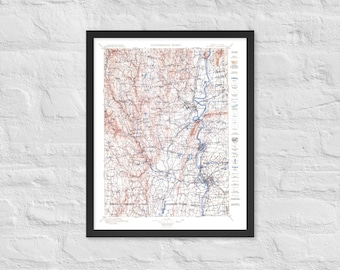 1897 Pioneer Valley Massachusetts Map | Springfield, Northhampton, Holyoke, Deerfield, Easthampton, Hadley, Amherst | Restored Antique Map