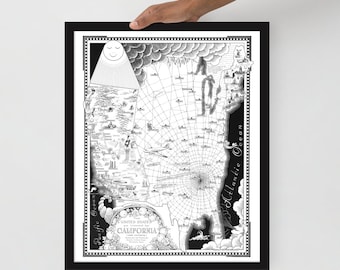 1940er Jahre Ansicht der US US Landkarte von Kalifornien - Vintage humorvolles Poster