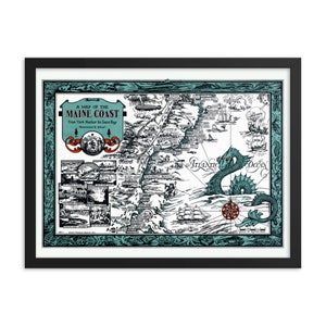 1929 Karte von Küste von Maine | York Hafen nach Saco Bay | Antikes Historisches Vintages Plakat | Ideal für Urlaub zu Hause Airbnb