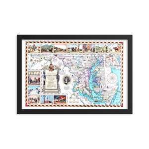 1931 Maryland Vintage Map Print with Illustrations and Historical Notes | Antique History Vintage Poster | Great gift for Housewarming