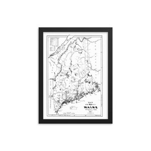 1831 Maine Map Print - Antique, Historic, Vintage Poster - Great gift for Housewarming Birthday Wedding Anniversary