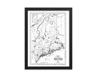 Stampa della mappa del Maine del 1831 – Arte murale storica in stile vintage