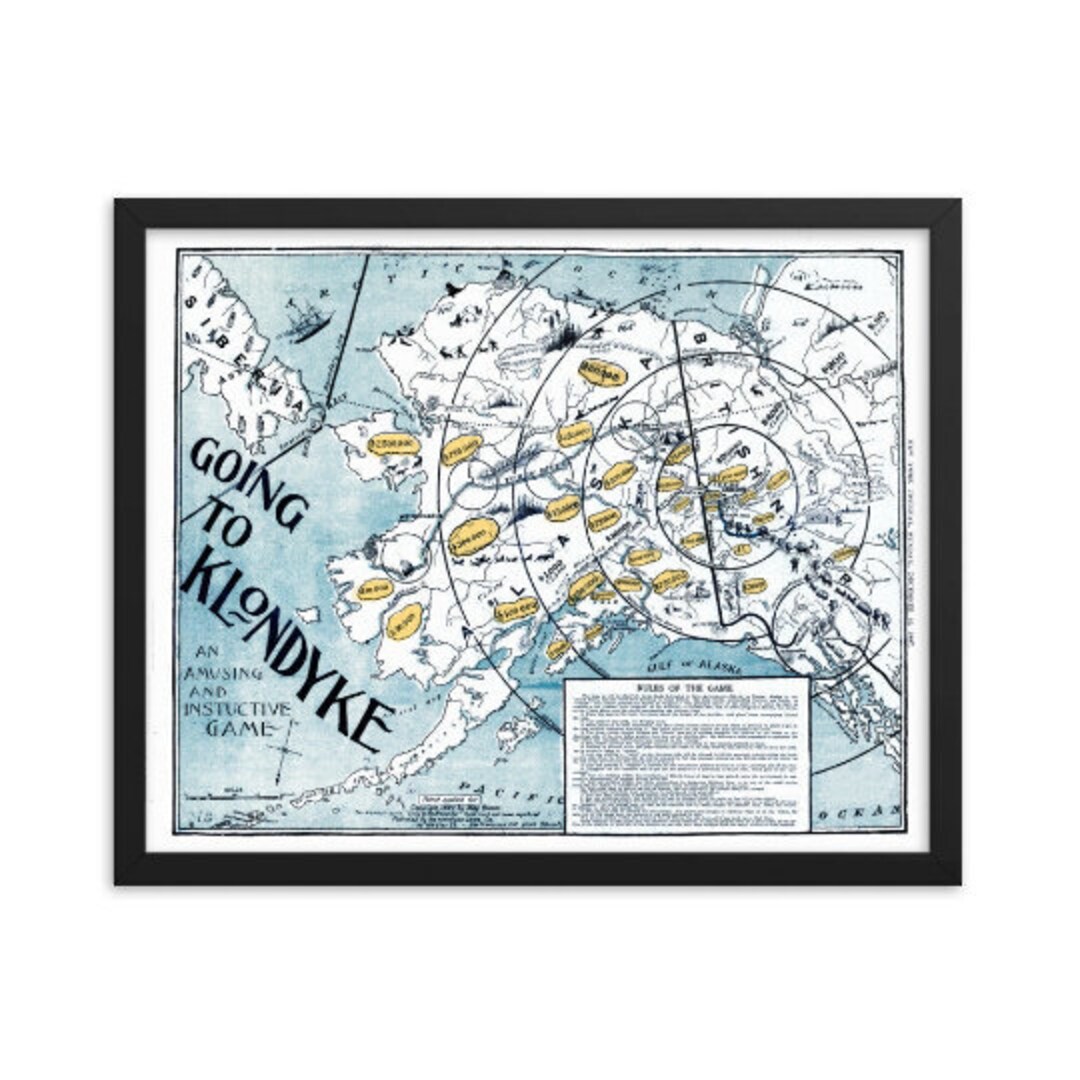 1897 Map of Alaska Board Game going to Klondyke Etsy