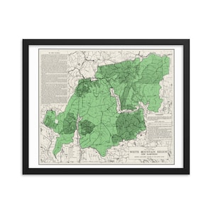 1915 New Hampshire White Mountain Region Karte Drucken | Antike Geschichte Vintage Poster | Großes Geschenk für Housewarming oder Geburtstag