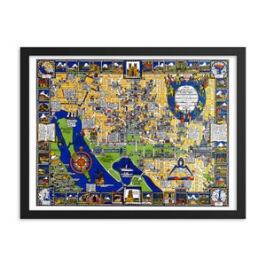 1926 Washington DC kaartafdruk met illustraties en historische aantekeningen | Antieke geschiedenis Vintage poster | Geweldig cadeau voor Inwijdingsfeest