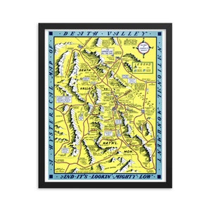 carte 1948 de nouveauté de Death Valley, monument national de la Californie du Nevada | Affiche vintage d'histoire antique | Cadeau idéal pour une pendaison de crémaillère