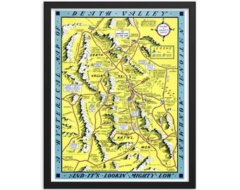 1948 Death Valley Novelty Map Print, California Nevada