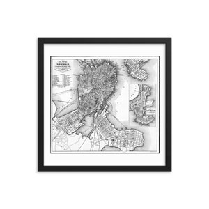 1856 Boston Map Print - Antik, Historisch, Vintage Poster - Tolles Geschenk für Housewarming Geburtstag Hochzeit Jahrestag