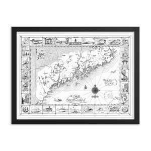1933 Maine Coast Map met illustraties - antieke, historische, vintage poster - geweldig cadeau voor Housewarming verjaardag huwelijksverjaardag