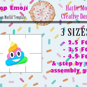 Poop Emoji | Fun |  balloon template | 2.5ft, 3.5ft, and 4.5ft with Step by Step Instructions | Instant download