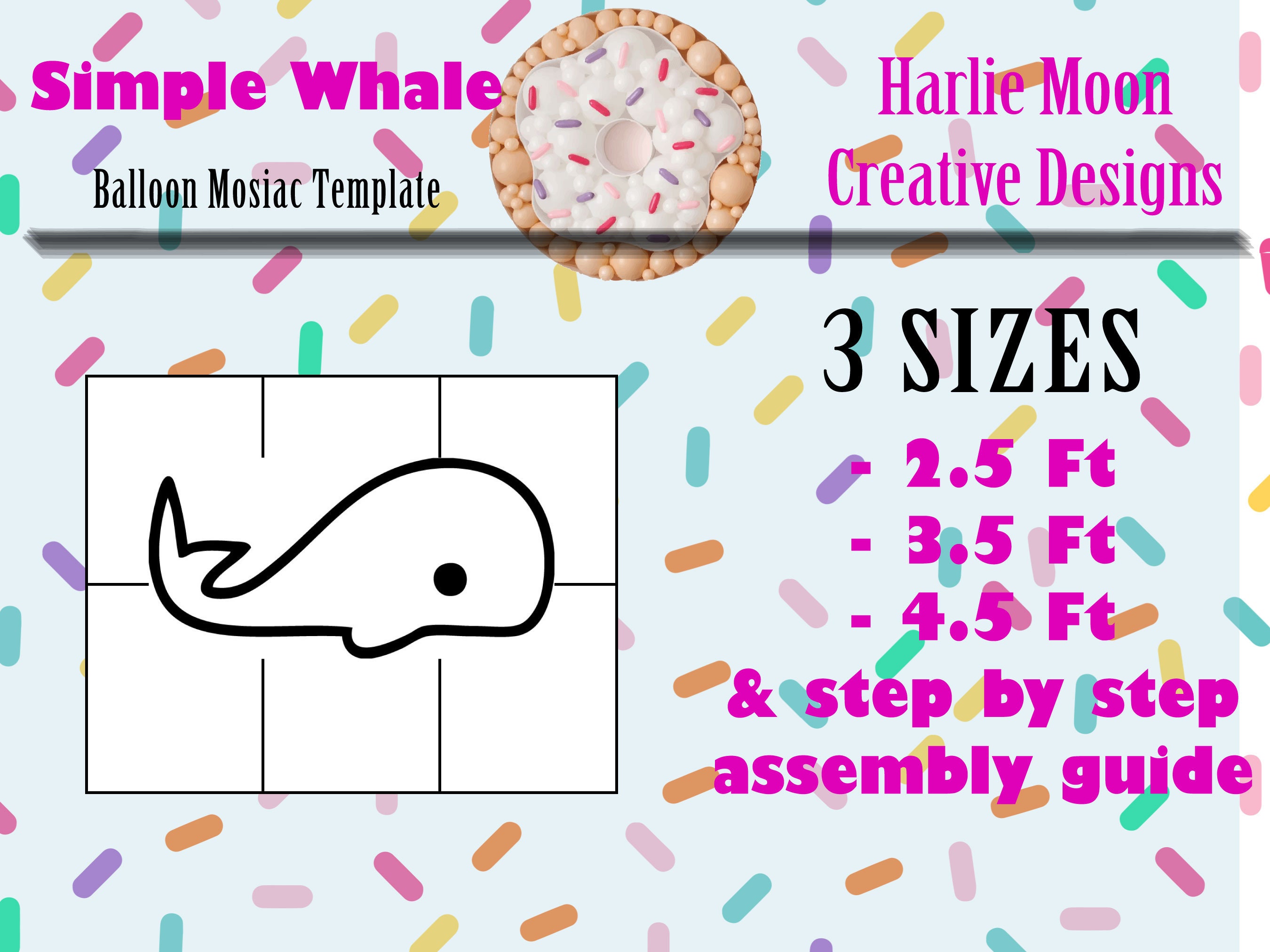 Whale 1 Ocean Animal Balloon Template 2.5ft, 3.5ft, and 4.5ft With Step by  Step Instructions Instant Download 