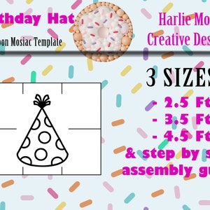 Party Hat | Birthday | Party | balloon template | 2.5ft, 3.5ft, and 4.5ft with Step by Step Instructions | Instant download
