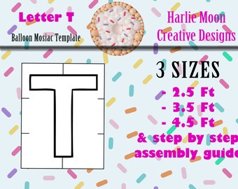 Letter T | Letters | Initials | Balloons | PDF files + Instructions Step by Step
