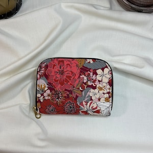 Fleuron Sanctuary - Cartera con cremallera floral roja - Cartera pequeña con cremallera Mia - Monedero
