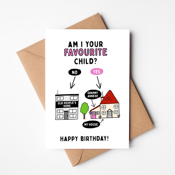 Funny Mum Birthday Card, Mum Birthday Card From Favourite Child