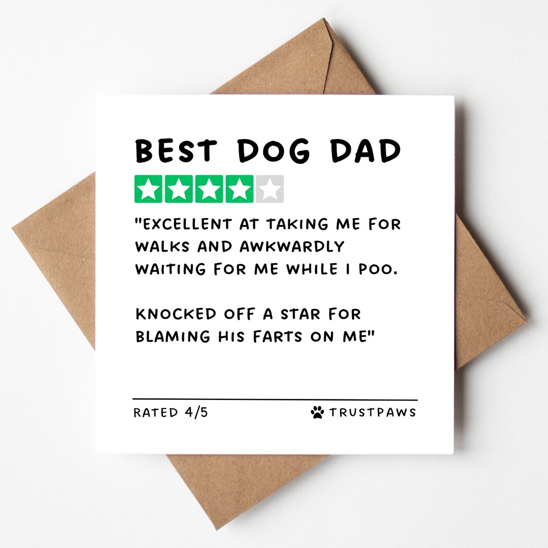 Dog Greeting Cards, Funny Dog Dad Birthday Card, Father's Day Dog Dad