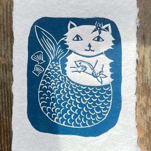 Mermaid Roger Linocut Print