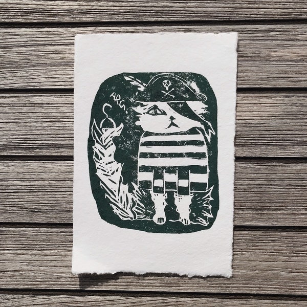 Jolly Roger Linocut Print