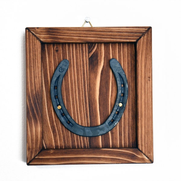 Lucky Horseshoe pour la décoration de la maison - Ornements en fer à cheval à cadre en bois - Lucky Charm Gift