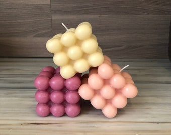 Bubble Candle | Bubble Cube Candle | Handmade | Beeswax | Soy | Candle Gift | Spring Candle | Gift for Mom