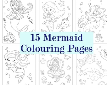 15 Mermaid Colouring Pages~ Printable~ Pdf/ Png Format~ DIGITAL FILE