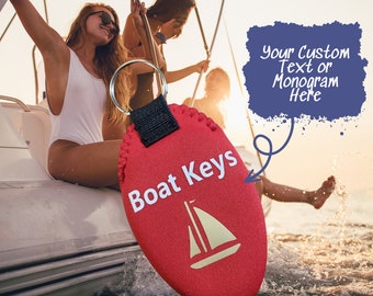 Personalized Floating Keychain Glows in the Dark; for Boat, Yacht, Kayak, Pool, Beach House or Camp - Jet Ski or Pontoon Boat Keys Accessory