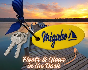 Customized Floating Keychain Ideal for Father's Day. This Personalized, Boating Key Float Glows in the Dark & is the Perfect Boat Accessory
