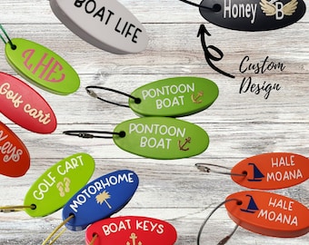 Floating Personalized Keychain : Boat, Pool, Kayak, Watersports, Beach House, Camp, Boat Keys. Unique Gift Idea for Boater, Boat Accessory