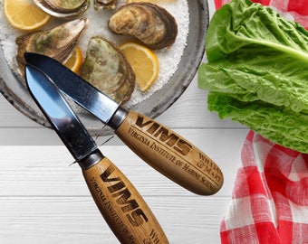 Personalized Oyster Knife Set; 12 Engraved Oyster Shucker Knives w/ Text, Monogram or Logo