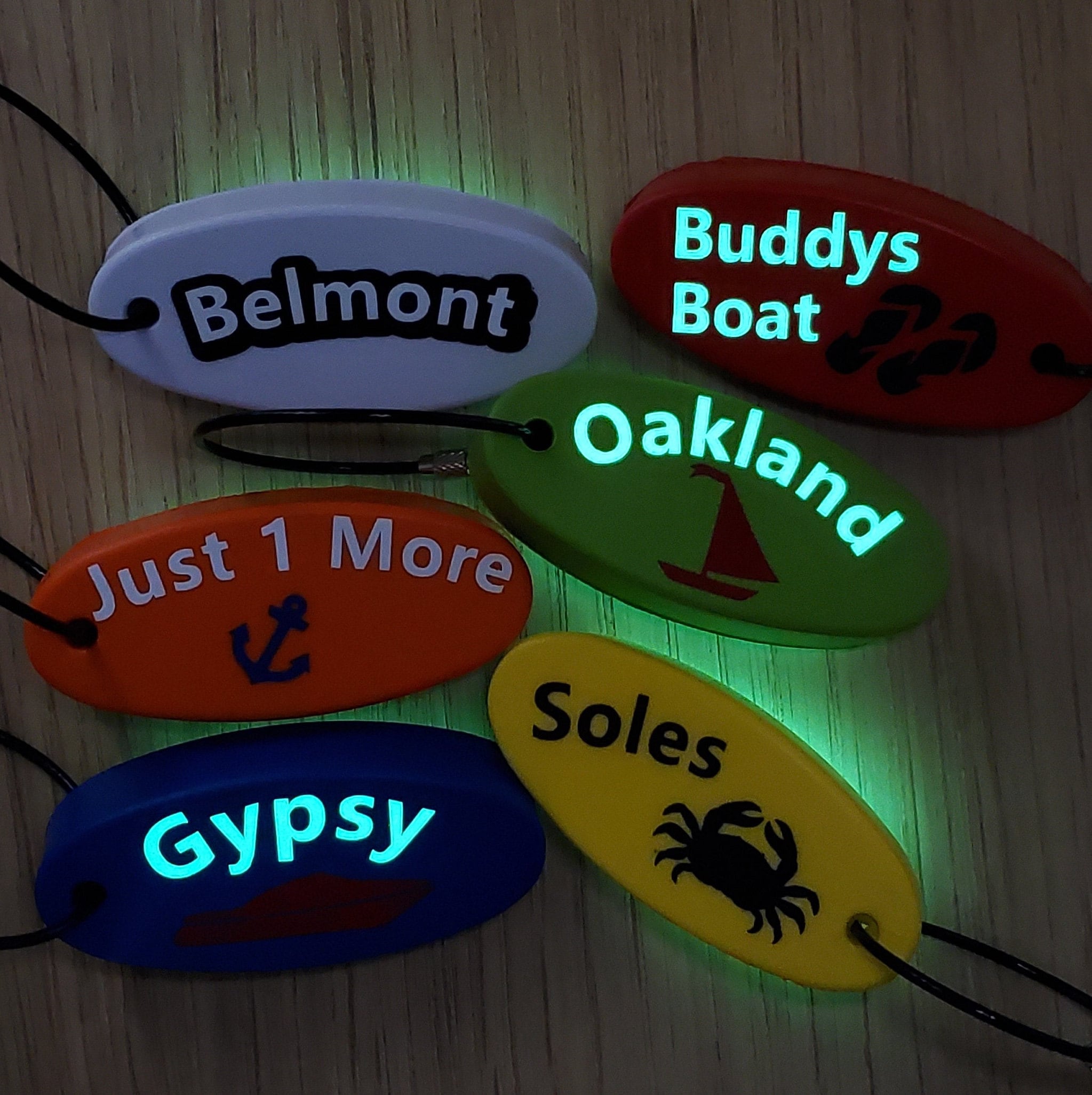 Personalized Floating Boat Keychain, Pool, Kayak, Watersports, Beach House, RV, Fishing, Surfing, Jetski, Pontoon Boat - Glows and Floats!