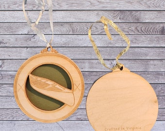 Custom Wood Christmas Ornament w/ Canoe