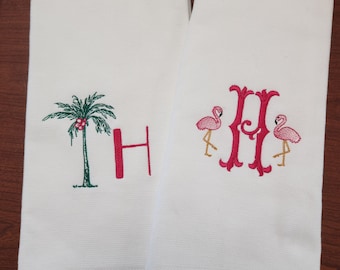 Personalized Hand Towel, Embroidered w/ Your Custom Text + Nautical Symbol