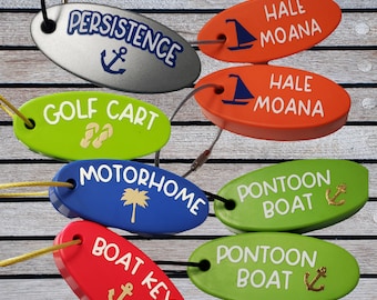 Floating Keychain Makes Ideal Father's Day Gift . This Personalized, Boating Key Float Glows in the Dark, The Perfect Custom Boat Accessory