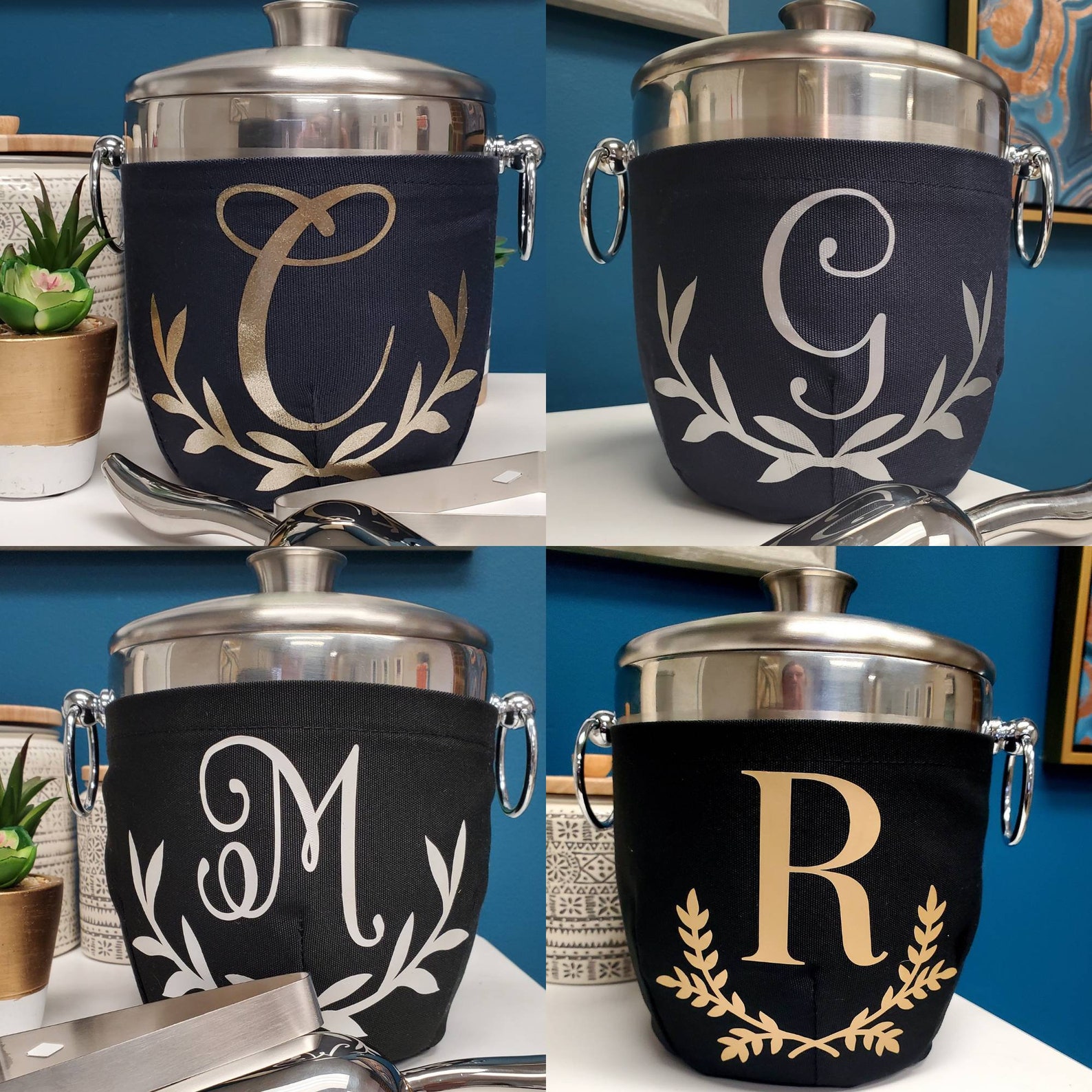 Personalized Stainless Steel Ice Bucket With Lid W/ Monogram - Etsy