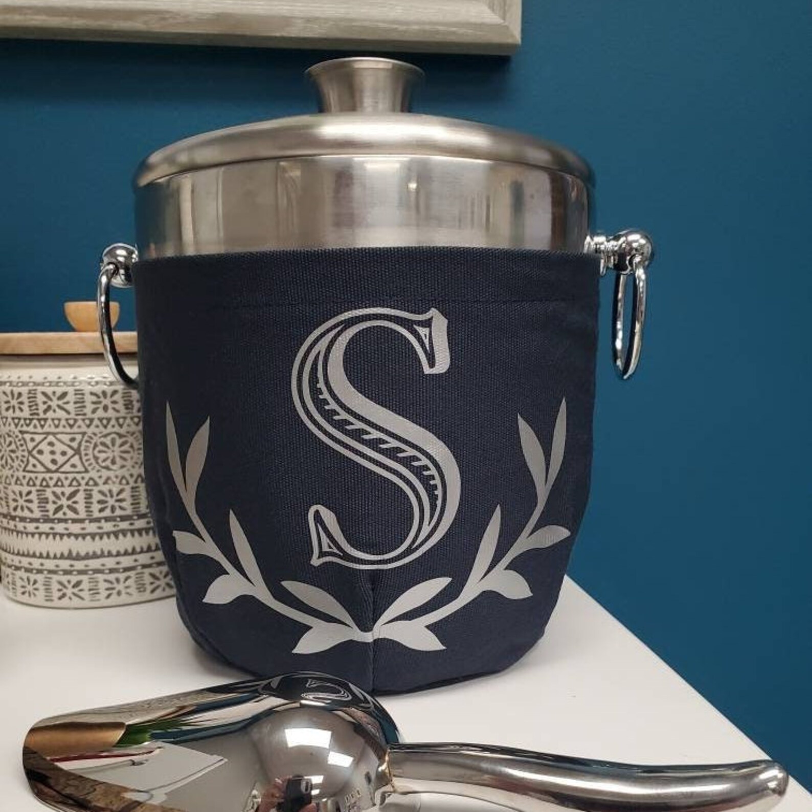 Personalized Stainless Steel Ice Bucket With Lid W/ Monogram Etsy
