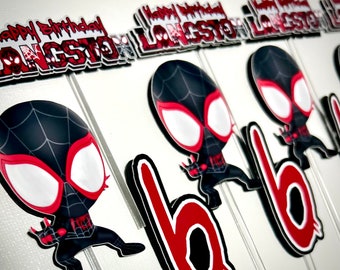 Miles Morales/Spin Inspired Cupcake Toppers